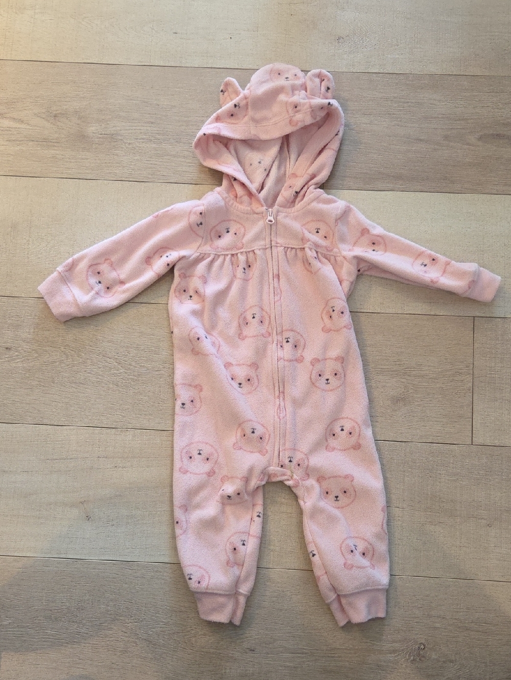 child of mine Pink Bear Hooded Footie Onesie
